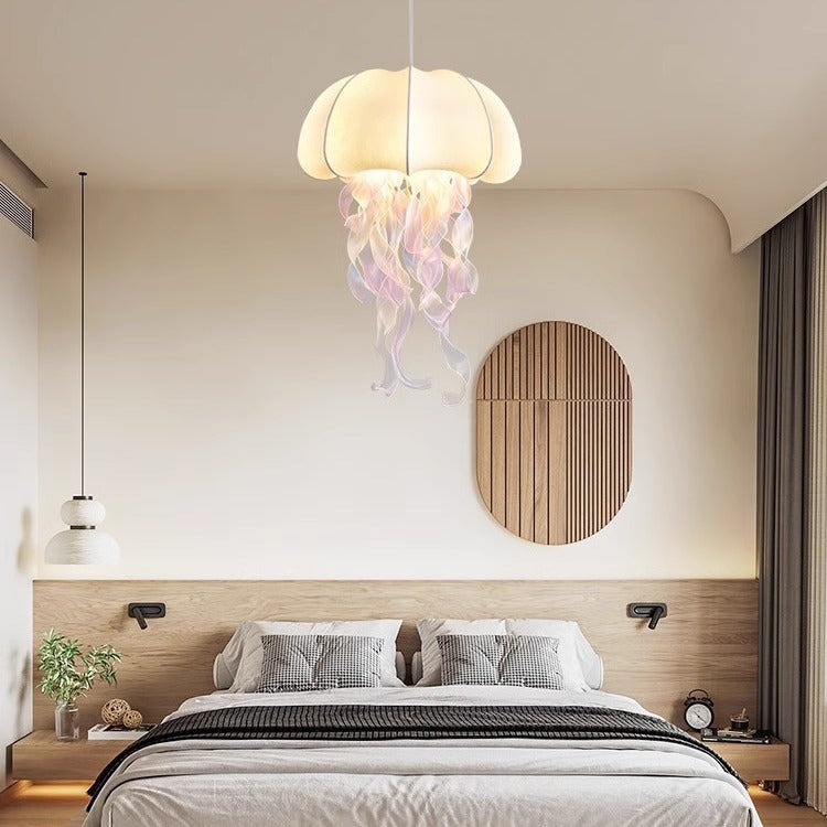 Contemporary Creative Fabric Jellyfish Flowing Ribbon 1-Light Pendant Light For Living Room