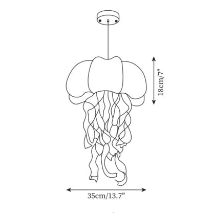Contemporary Creative Fabric Jellyfish Flowing Ribbon 1-Light Pendant Light For Living Room