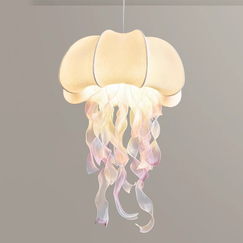 Contemporary Creative Fabric Jellyfish Flowing Ribbon 1-Light Pendant Light For Living Room