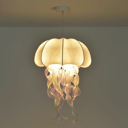 Contemporary Creative Fabric Jellyfish Flowing Ribbon 1-Light Pendant Light For Living Room