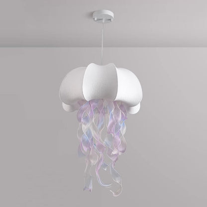Contemporary Creative Fabric Jellyfish Flowing Ribbon 1-Light Pendant Light For Living Room