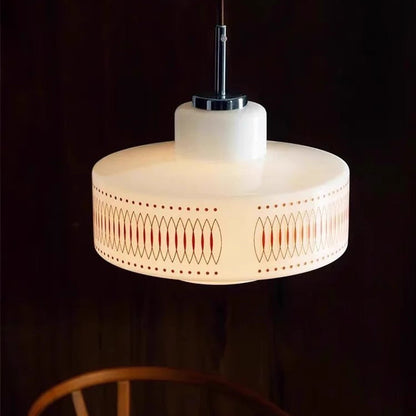 Contemporary Simplicity Patterned Glass Cylinder 1-Light Pendant Light For Living Room