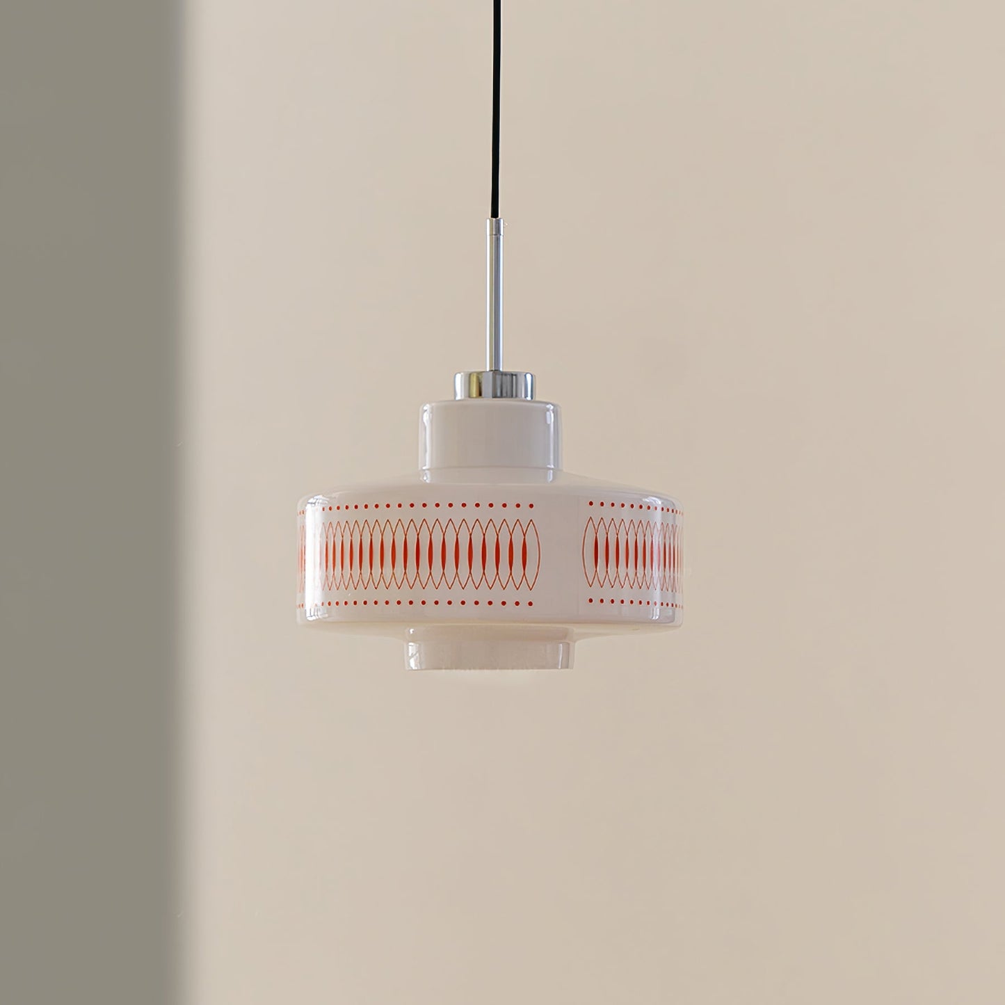Contemporary Simplicity Patterned Glass Cylinder 1-Light Pendant Light For Living Room