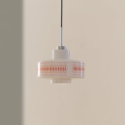 Contemporary Simplicity Patterned Glass Cylinder 1-Light Pendant Light For Living Room