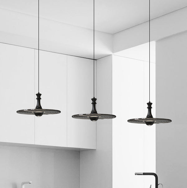 Modern Minimalist Water Ripple Disc Aluminum Glass LED Pendant Light For Living Room