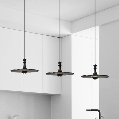 Modern Minimalist Water Ripple Disc Aluminum Glass LED Pendant Light For Living Room