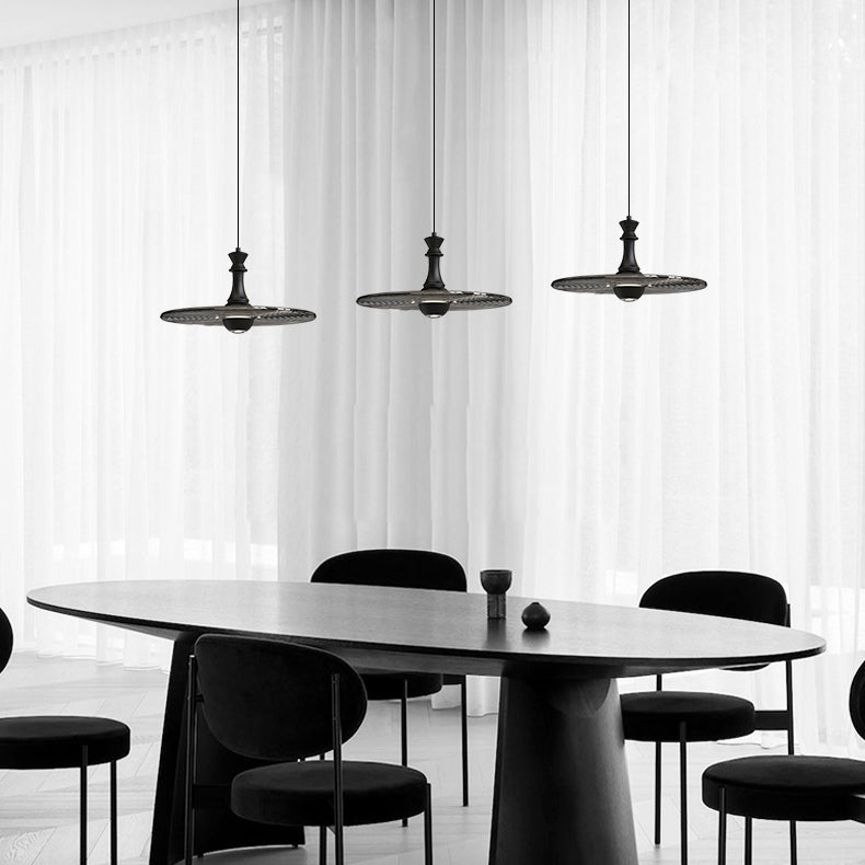 Modern Minimalist Water Ripple Disc Aluminum Glass LED Pendant Light For Living Room
