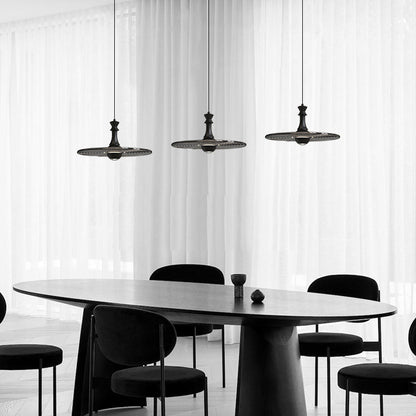 Modern Minimalist Water Ripple Disc Aluminum Glass LED Pendant Light For Living Room