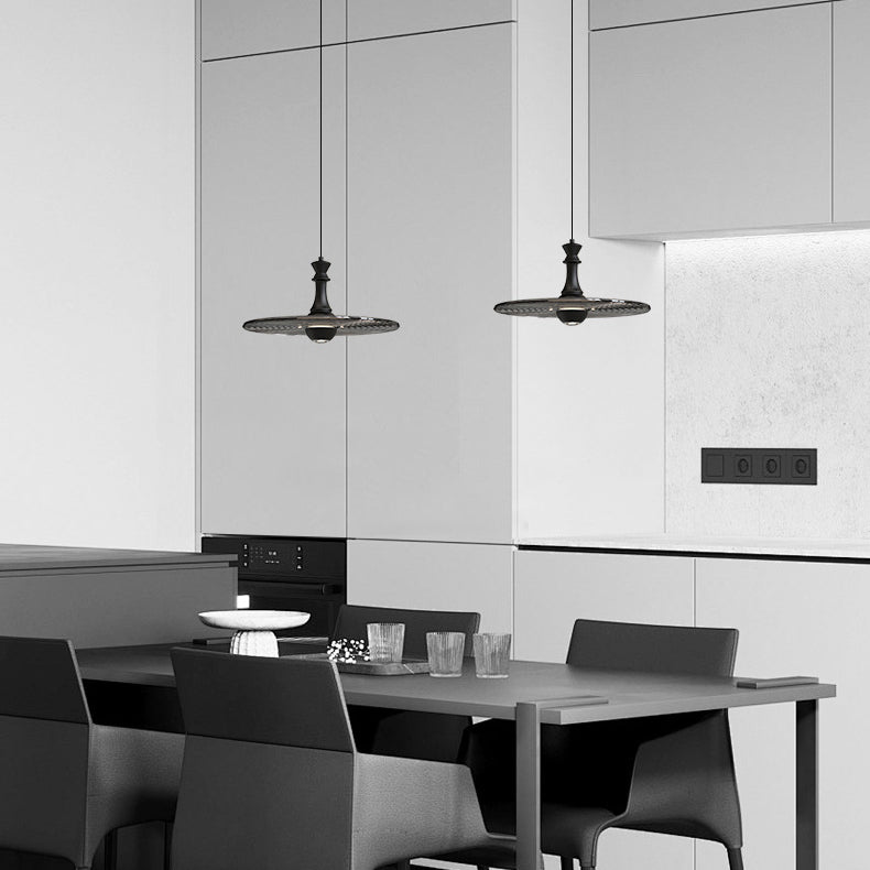 Modern Minimalist Water Ripple Disc Aluminum Glass LED Pendant Light For Living Room