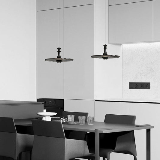 Modern Minimalist Water Ripple Disc Aluminum Glass LED Pendant Light For Living Room