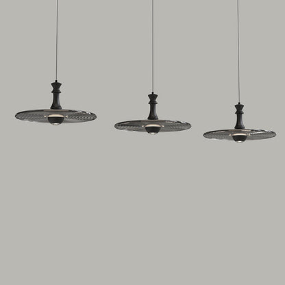 Modern Minimalist Water Ripple Disc Aluminum Glass LED Pendant Light For Living Room
