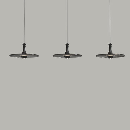Modern Minimalist Water Ripple Disc Aluminum Glass LED Pendant Light For Living Room