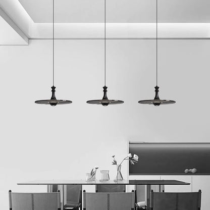 Modern Minimalist Water Ripple Disc Aluminum Glass LED Pendant Light For Living Room