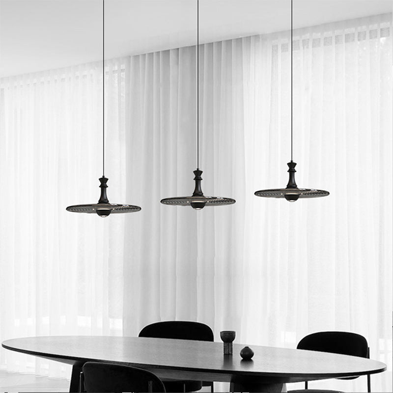 Modern Minimalist Water Ripple Disc Aluminum Glass LED Pendant Light For Living Room