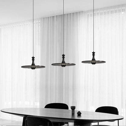 Modern Minimalist Water Ripple Disc Aluminum Glass LED Pendant Light For Living Room