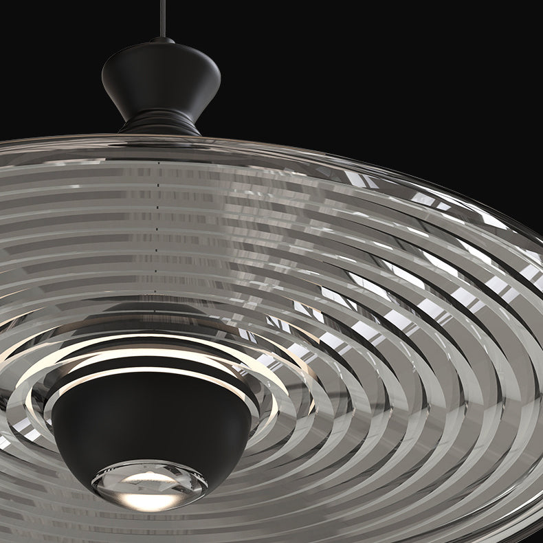 Modern Minimalist Water Ripple Disc Aluminum Glass LED Pendant Light For Living Room