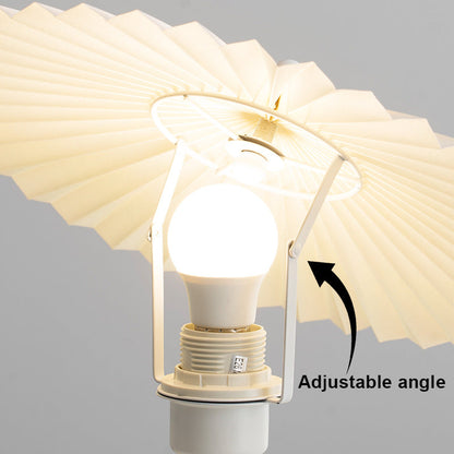 Contemporary Nordic Pleated Fabric Conical Hardware 1-Light Table Lamp For Bedside