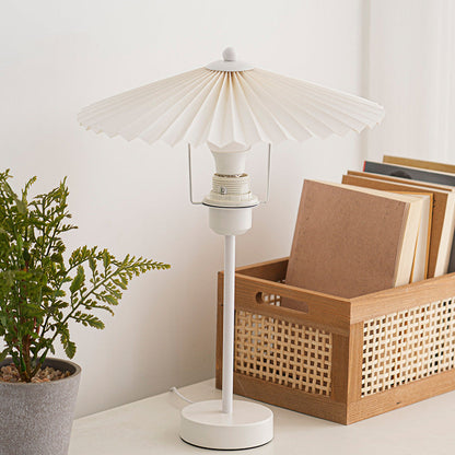 Contemporary Nordic Pleated Fabric Conical Hardware 1-Light Table Lamp For Bedside