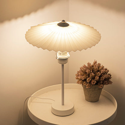 Contemporary Nordic Pleated Fabric Conical Hardware 1-Light Table Lamp For Bedside