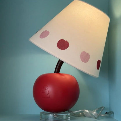Contemporary Creative Tilted Resin Apple Fabric Shade 1-Light Table Lamp For Bedroom