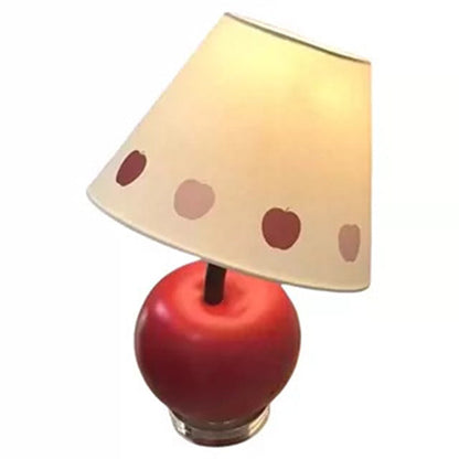 Contemporary Creative Tilted Resin Apple Fabric Shade 1-Light Table Lamp For Bedroom