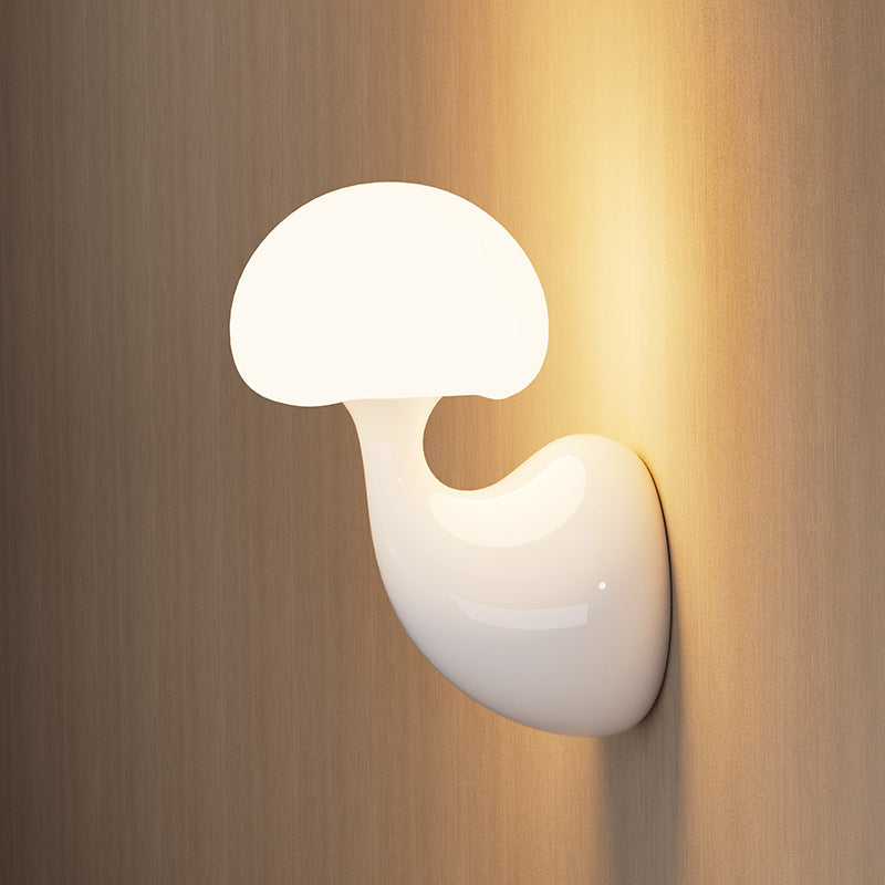 Contemporary Creative Ceramic Mushroom 1-Light Wall Sconce Lamp For Dining Room
