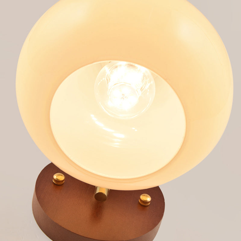 Traditional Vintage Glass Ball Shade Iron Wood 1-Light Wall Sconce Lamp For Dining Room