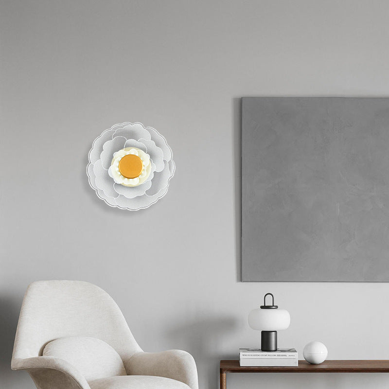 Contemporary Creative Lotus Flower Iron Acrylic LED Wall Sconce Lamp For Bedroom