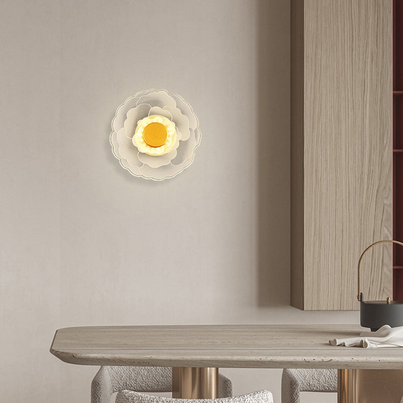 Contemporary Creative Lotus Flower Iron Acrylic LED Wall Sconce Lamp For Bedroom