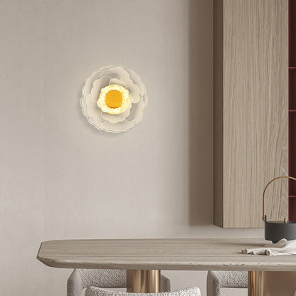 Contemporary Creative Lotus Flower Iron Acrylic LED Wall Sconce Lamp For Bedroom