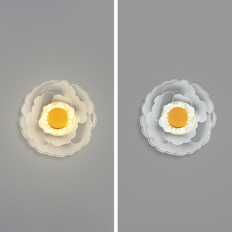 Contemporary Creative Lotus Flower Iron Acrylic LED Wall Sconce Lamp For Bedroom