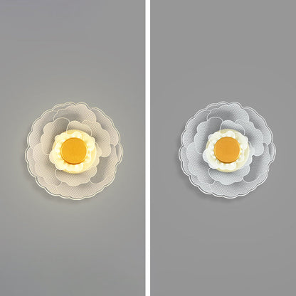 Contemporary Creative Lotus Flower Iron Acrylic LED Wall Sconce Lamp For Bedroom