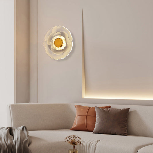 Contemporary Creative Lotus Flower Iron Acrylic LED Wall Sconce Lamp For Bedroom