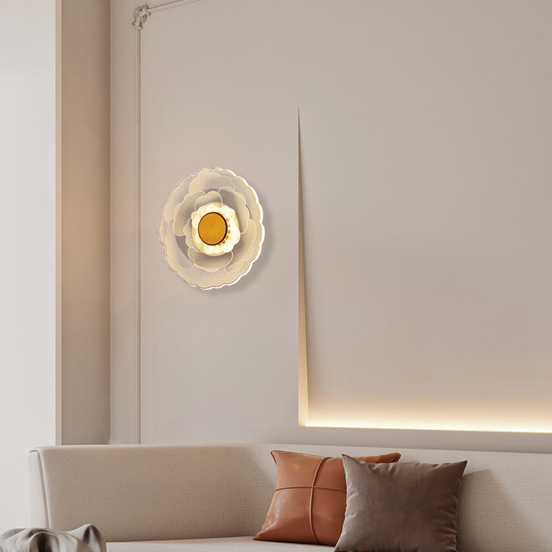 Contemporary Creative Lotus Flower Iron Acrylic LED Wall Sconce Lamp For Bedroom