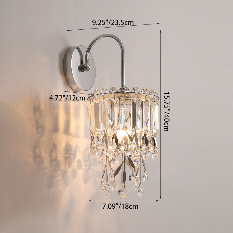 Contemporary Luxury Round Crystal Stainless Steel 1-Light Wall Sconce Lamp For Dining Room