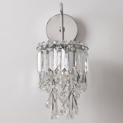 Contemporary Luxury Round Crystal Stainless Steel 1-Light Wall Sconce Lamp For Dining Room