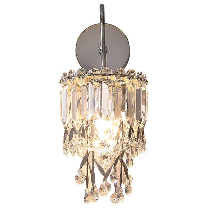 Contemporary Luxury Round Crystal Stainless Steel 1-Light Wall Sconce Lamp For Dining Room