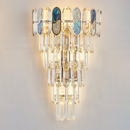 Modern Luxury Hardware Crystal Disc 5-Light Wall Sconce Lamp For Living Room