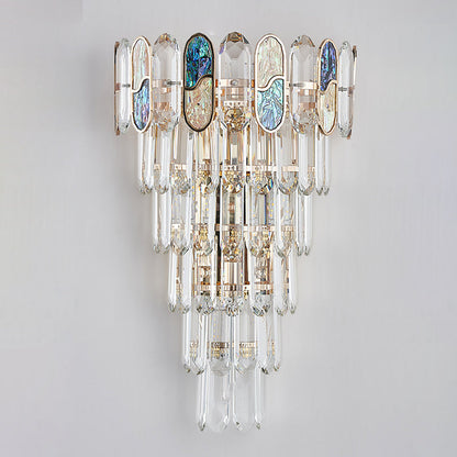 Modern Luxury Hardware Crystal Disc 5-Light Wall Sconce Lamp For Living Room