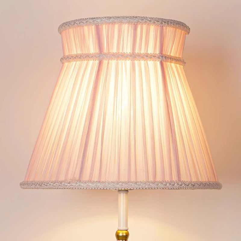 Traditional European Fabric Pink Dream Castle Resin Base 1-Light Table Lamp For Bedroom