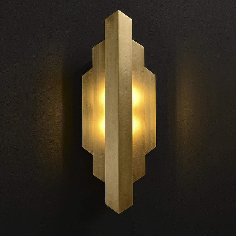 Contemporary Luxury Iron Geometric Rectangle Stitching 1-Light Wall Sconce Lamp For Dining Room