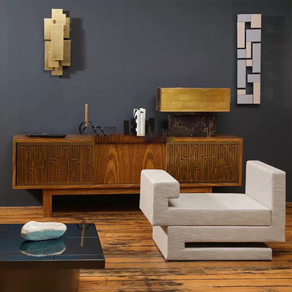 Contemporary Luxury Iron Geometric Rectangle Stitching 1-Light Wall Sconce Lamp For Dining Room