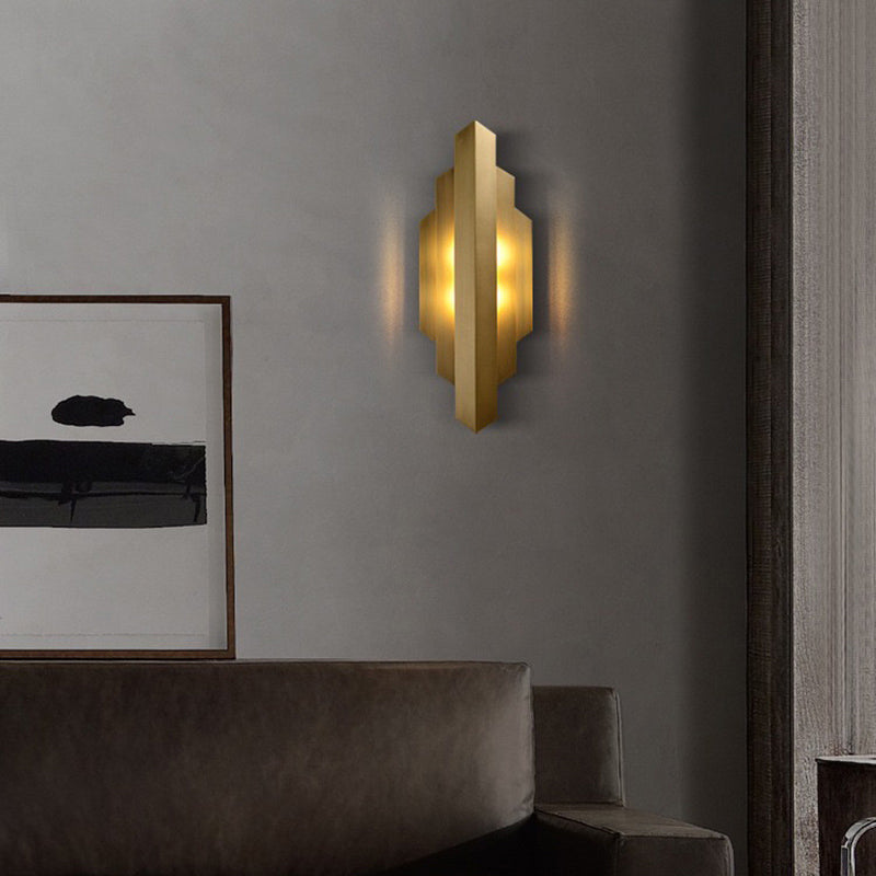 Contemporary Luxury Iron Geometric Rectangle Stitching 1-Light Wall Sconce Lamp For Dining Room