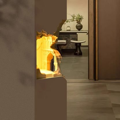 Contemporary Creative Plaster Castle Palace 1-Light Embedded Wall Sconce Lamp For Living Room
