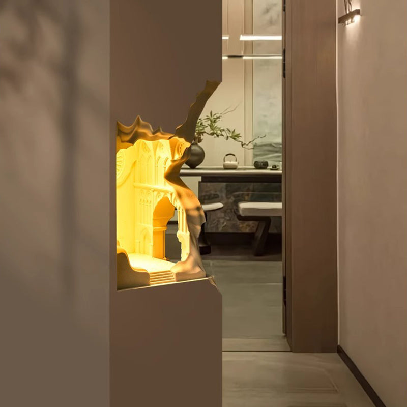 Contemporary Creative Plaster Castle Palace 1-Light Embedded Wall Sconce Lamp For Living Room