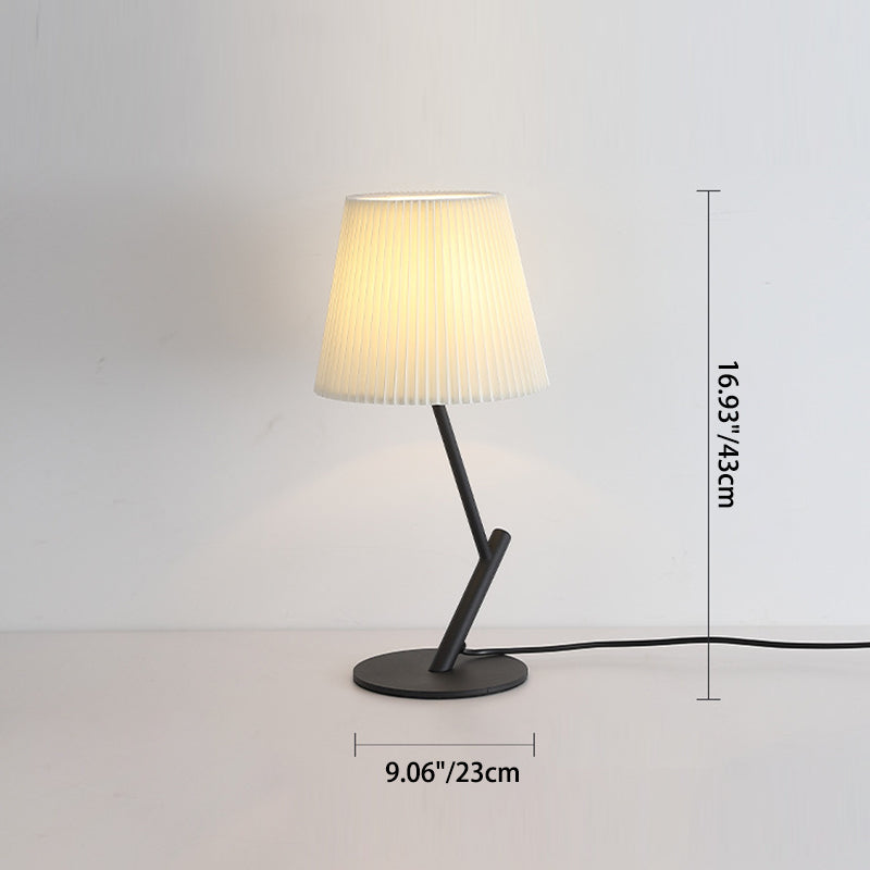 Contemporary Nordic Pleated Fabric Shade Hardware Tube 1-Light Table Lamp For Bedroom
