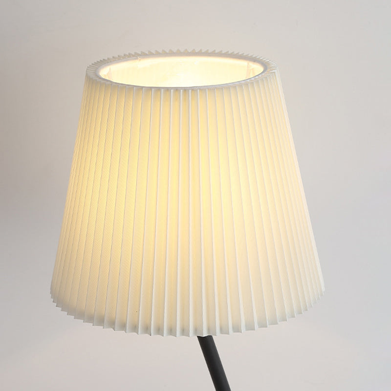 Contemporary Nordic Pleated Fabric Shade Hardware Tube 1-Light Table Lamp For Bedroom