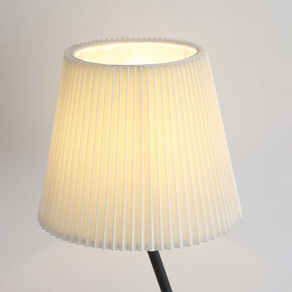 Contemporary Nordic Pleated Fabric Shade Hardware Tube 1-Light Table Lamp For Bedroom