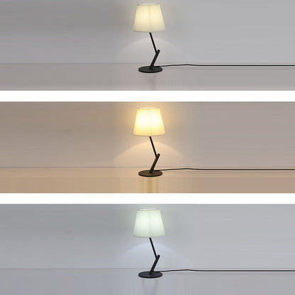Contemporary Nordic Pleated Fabric Shade Hardware Tube 1-Light Table Lamp For Bedroom