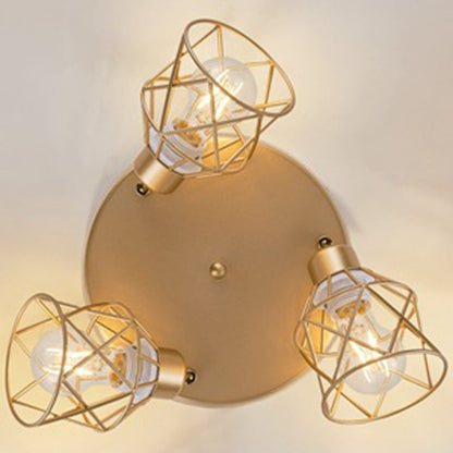 Contemporary Industrial Iron Frame 360° Rotation 3-Light Semi-Flush Mount Ceiling Light For Living Room